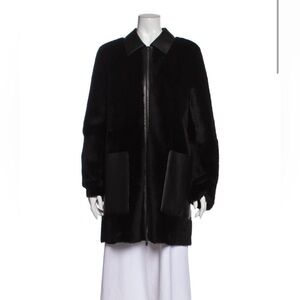 Theory Black Lamb Leather Fur Coat (Real)